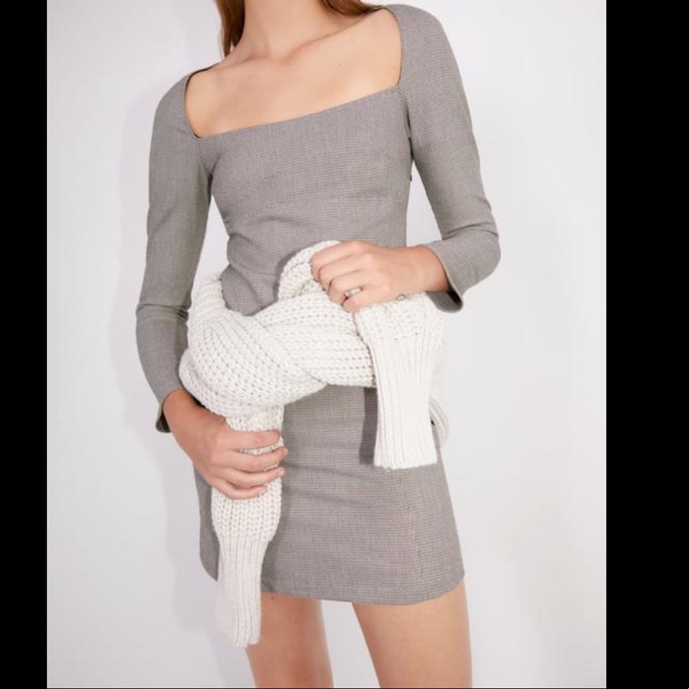 Zara mini gingham pattern dress| zara long sleeve mini dress | xs
